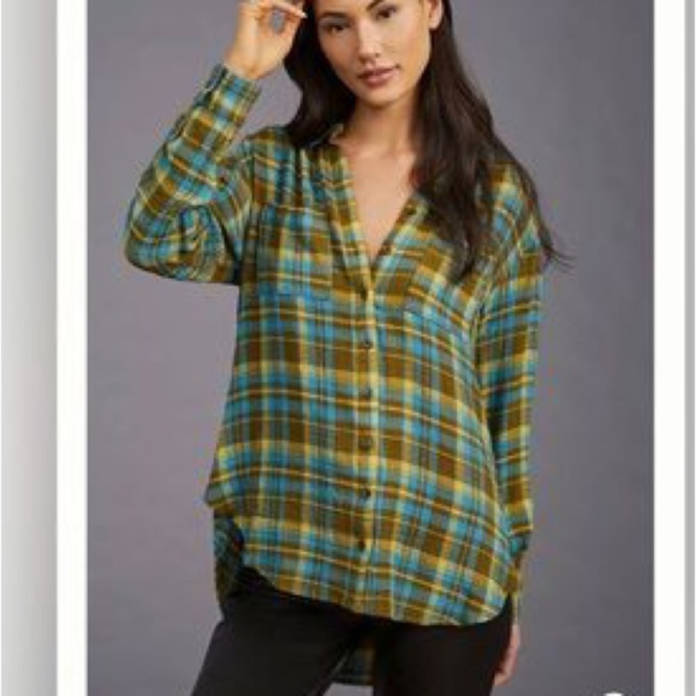 Anthropologie Pilcro Relaxed fit Button Down Shirt, Petite Medium